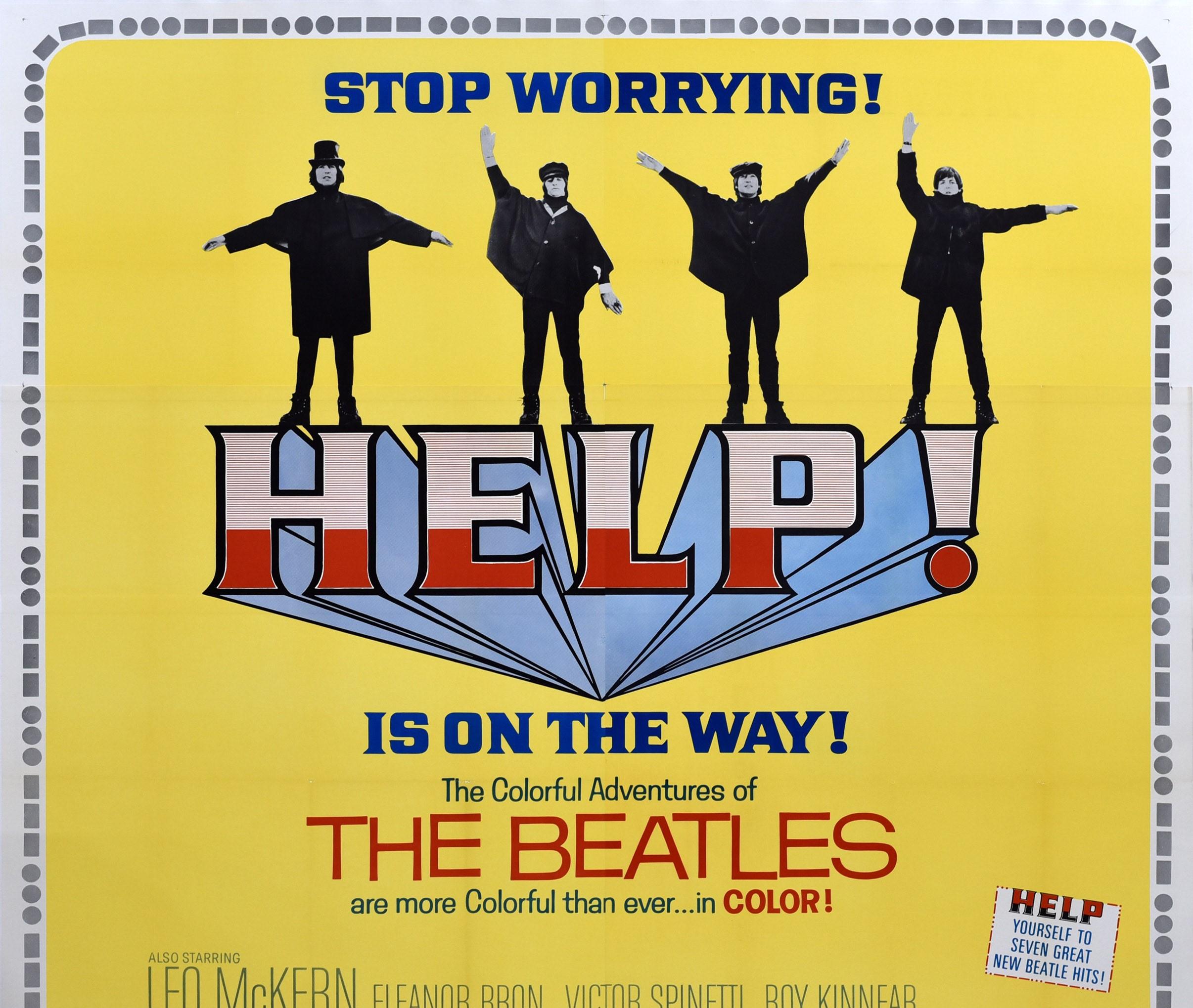 Original Vintage Music Film Poster The Beatles Help Is On The Way Stop Worrying - Print by Unknown