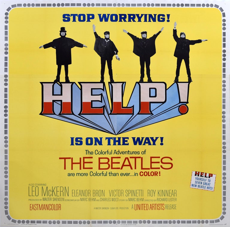 Unknown - Original Vintage Music Film Poster The Beatles Help Is On The ...