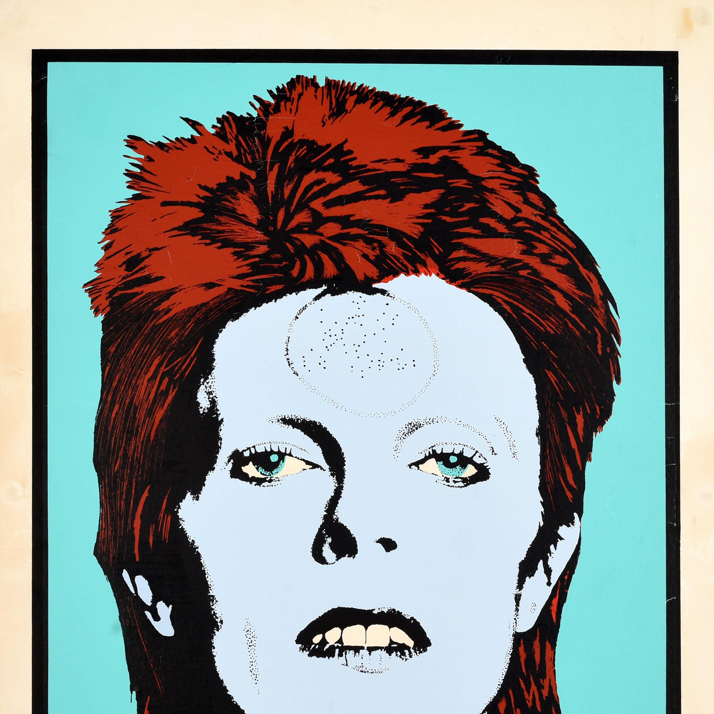 Affiche musicale originale de David Bowie portrait Ziggy Stardust Rock Star - Bleu Print par Unknown