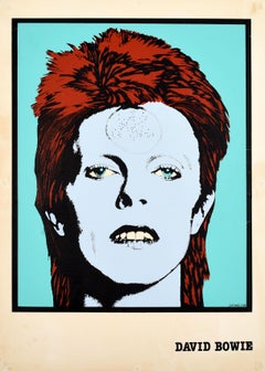 Original Vintage Music Poster David Bowie Portrait Ziggy Stardust Rock Star