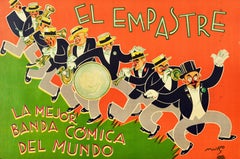 Original Vintage Music Poster El Empastre Jazz Band Drum Saxophone Trumpet Band
