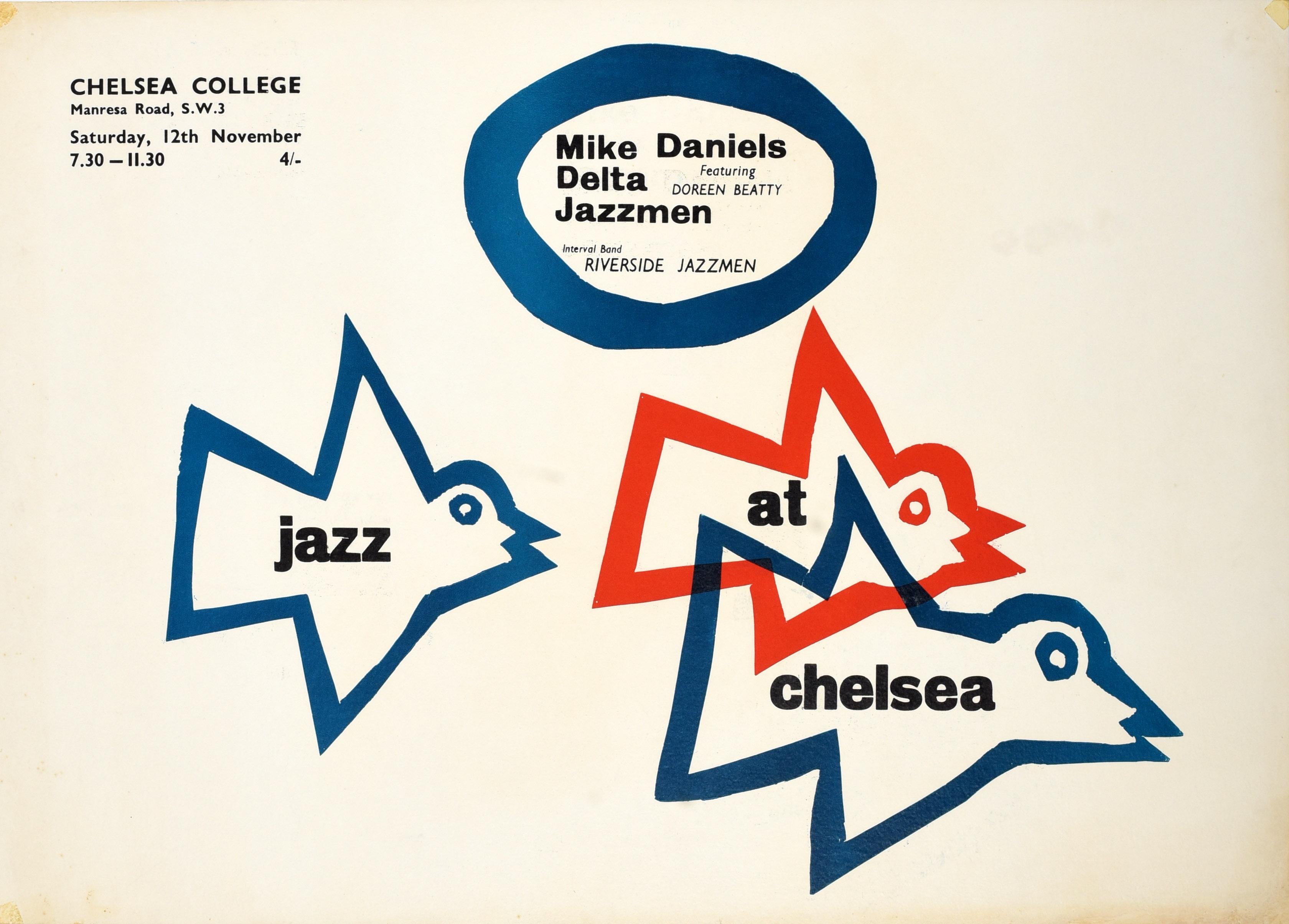Unknown Print - Original Vintage Music Poster Jazz At Chelsea Mike Daniels Delta Jazzmen Beatty