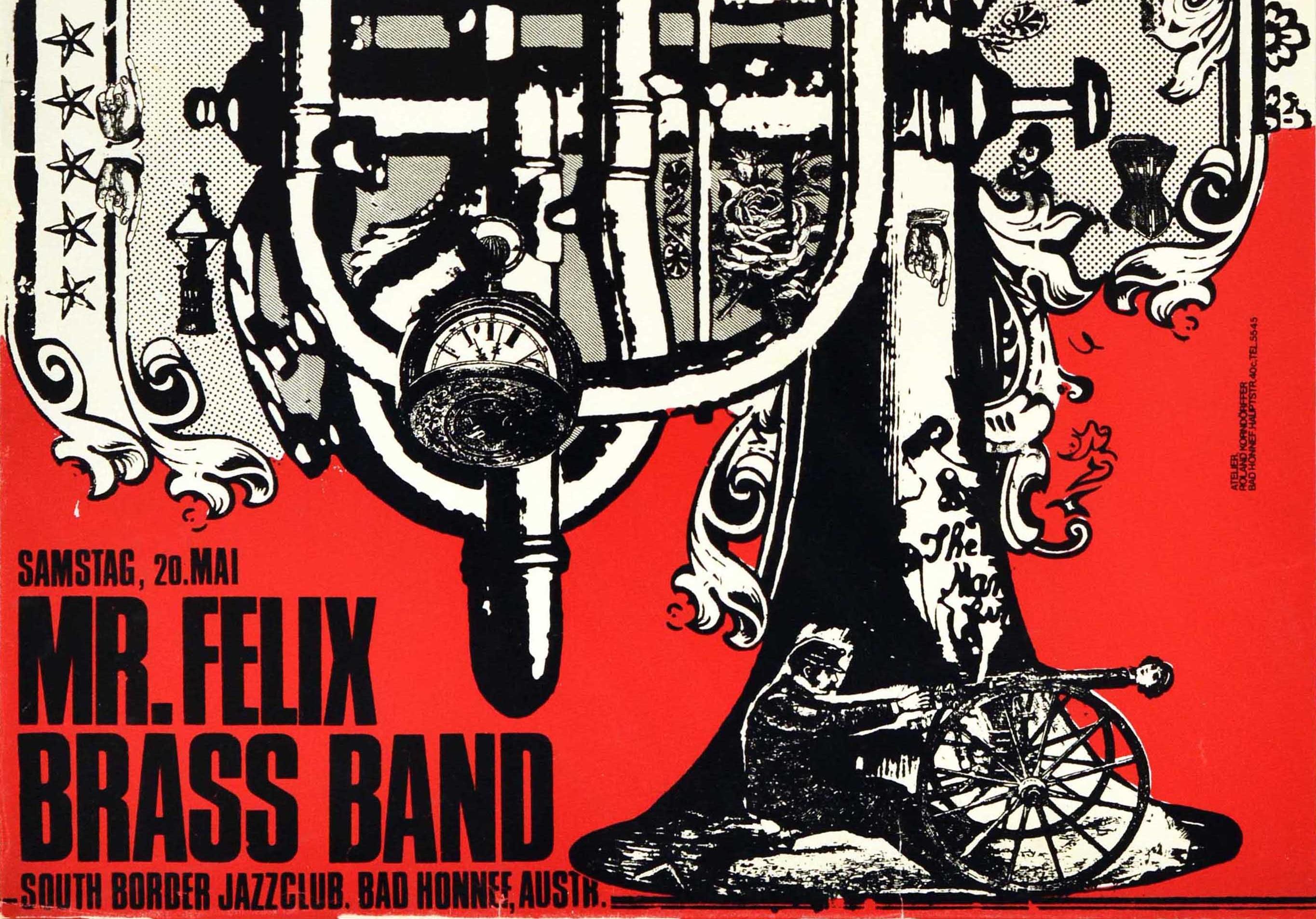 Original-Vintage-Musikplakat Felix Brass Band South Border Jazz Club Dixie (Beige), Print, von Unknown