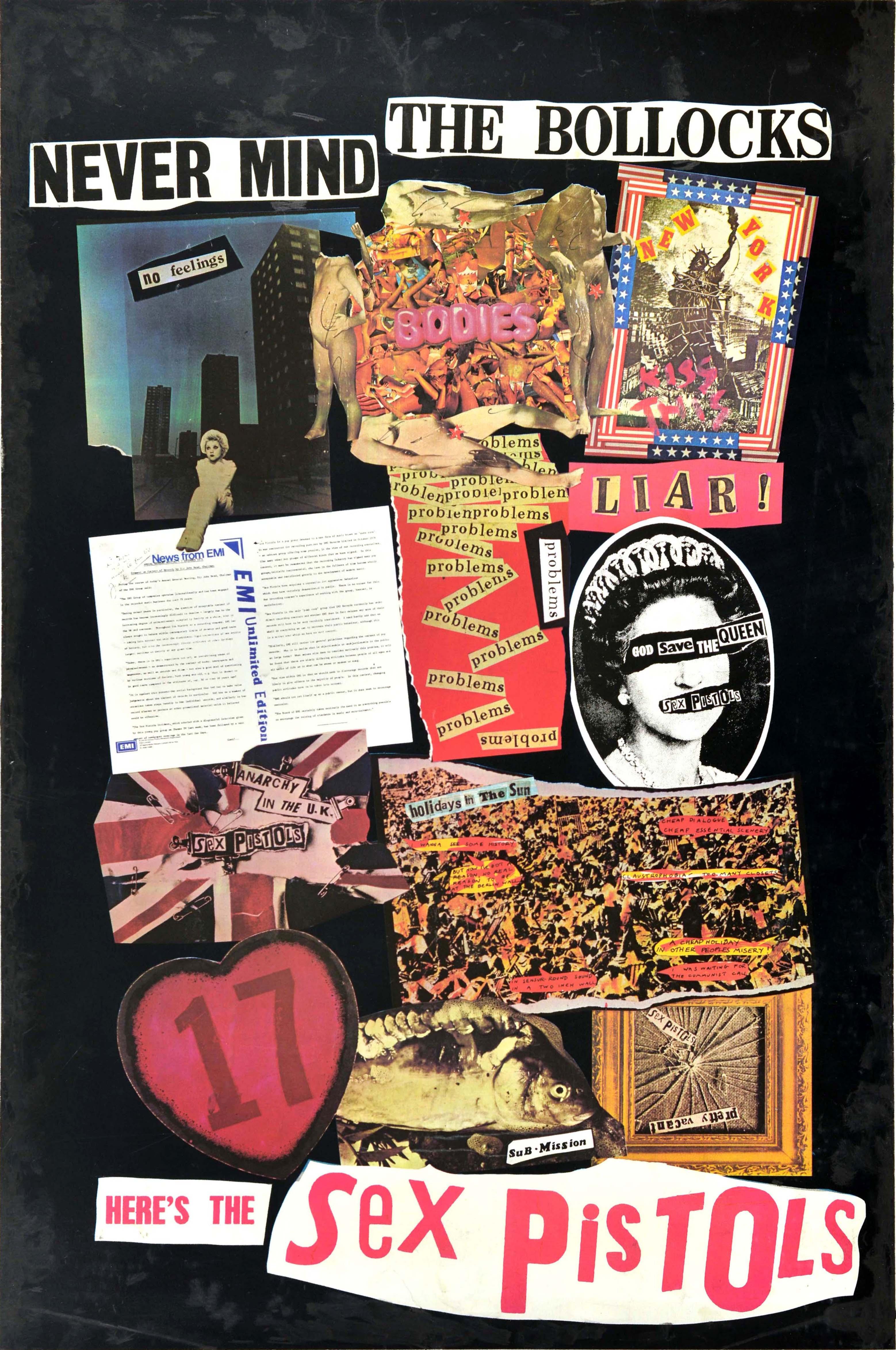 Unknown Print - Original Vintage Music Poster Sex Pistols Never Mind The Bollocks Collage