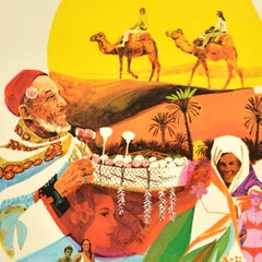 Original Vintage North Africa Travel Poster Tunisia Tunis Air Africa Tunisair