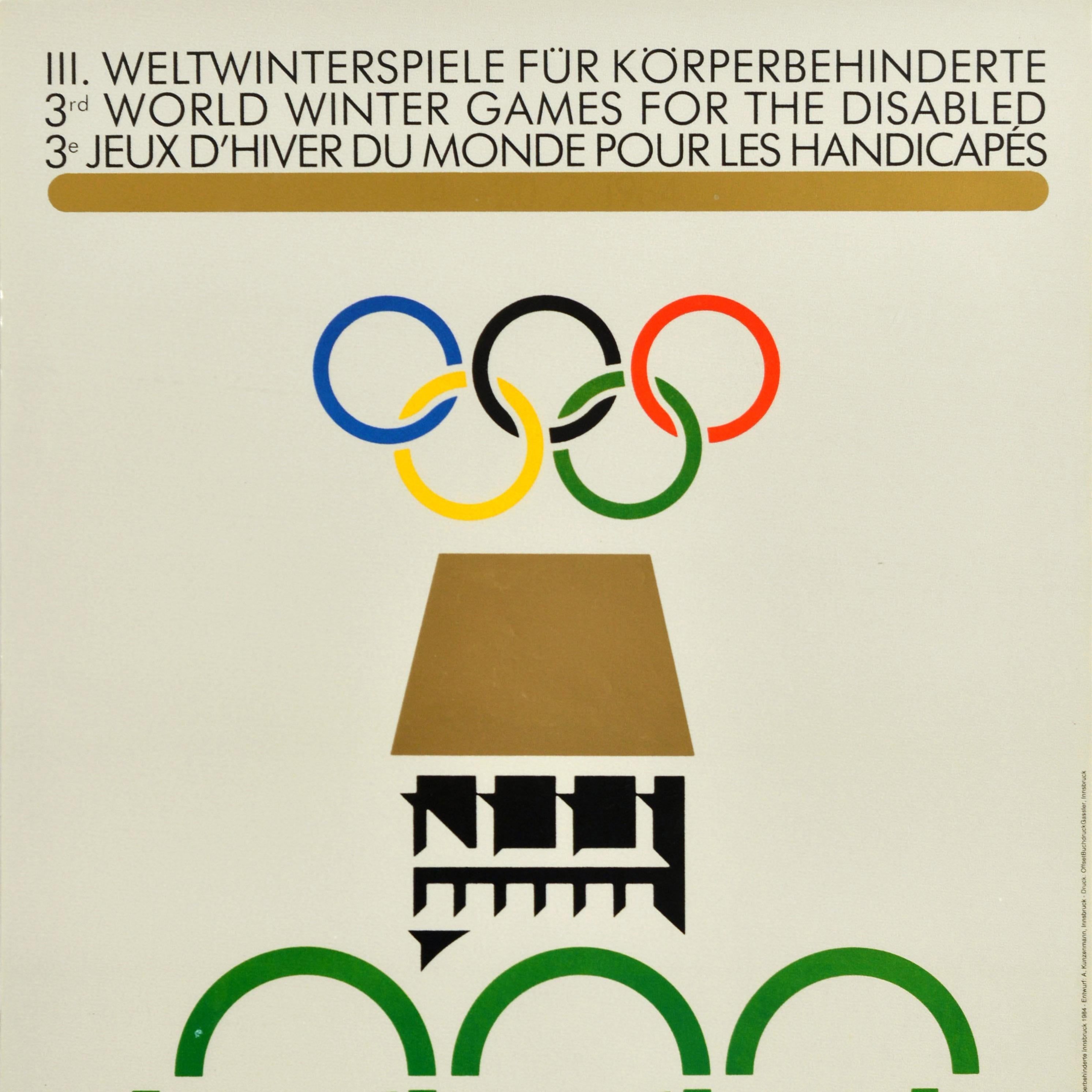 Affiche rétro originale des Jeux olympiques d'hiver d'Autriche et de Innsbruck ( Innsbruck ) - Beige Print par Unknown