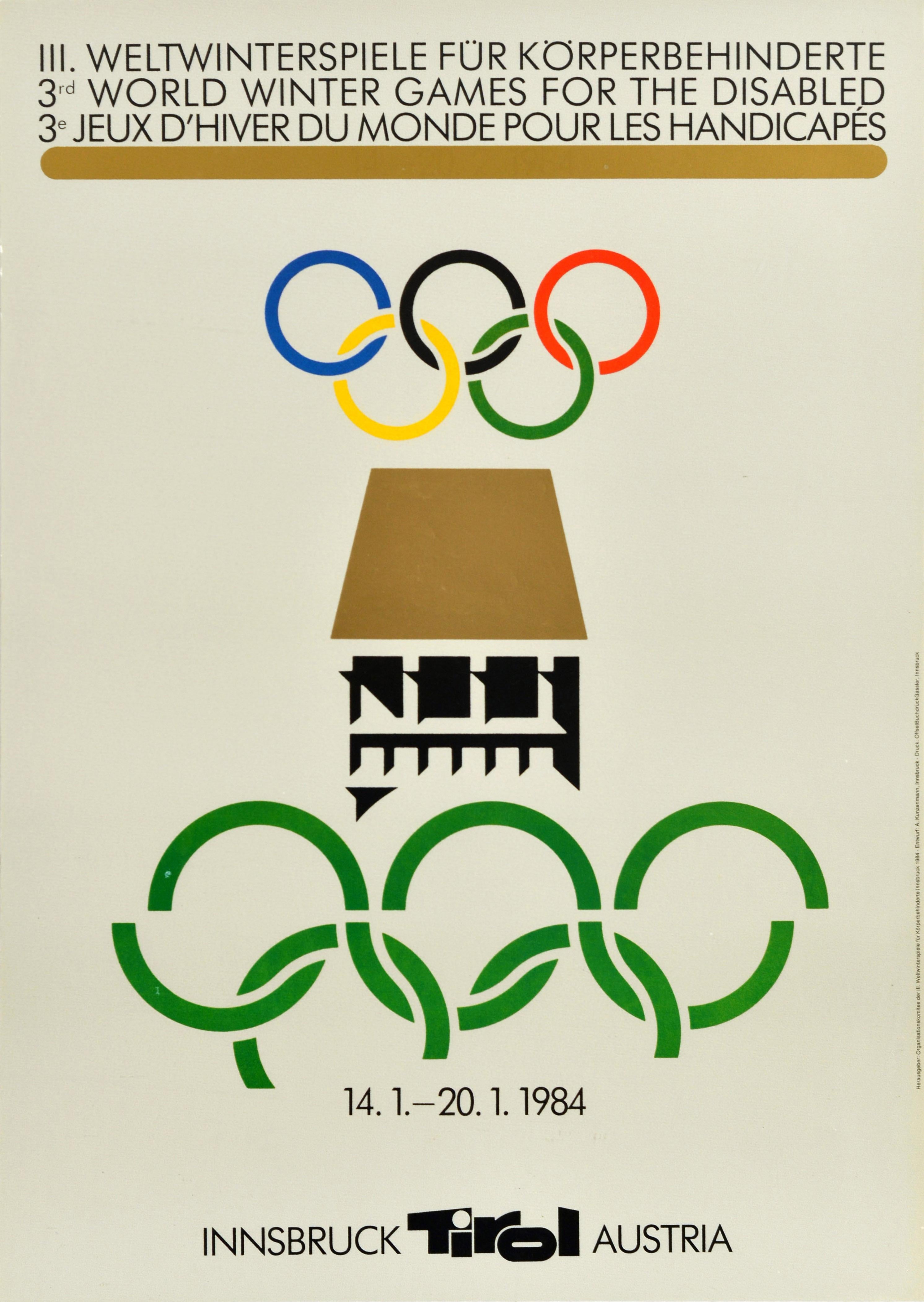 Print Unknown - Affiche rétro originale des Jeux olympiques d'hiver d'Autriche et de Innsbruck ( Innsbruck )