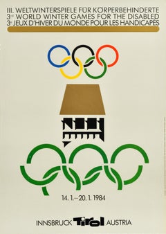 Original Antique Olympics Sport Poster Winter Paralympic Games Innsbruck Tirol