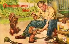 Affiche publicitaire originale vintage pour la bière Pilsener et son Lager Puppy Oranjeboom