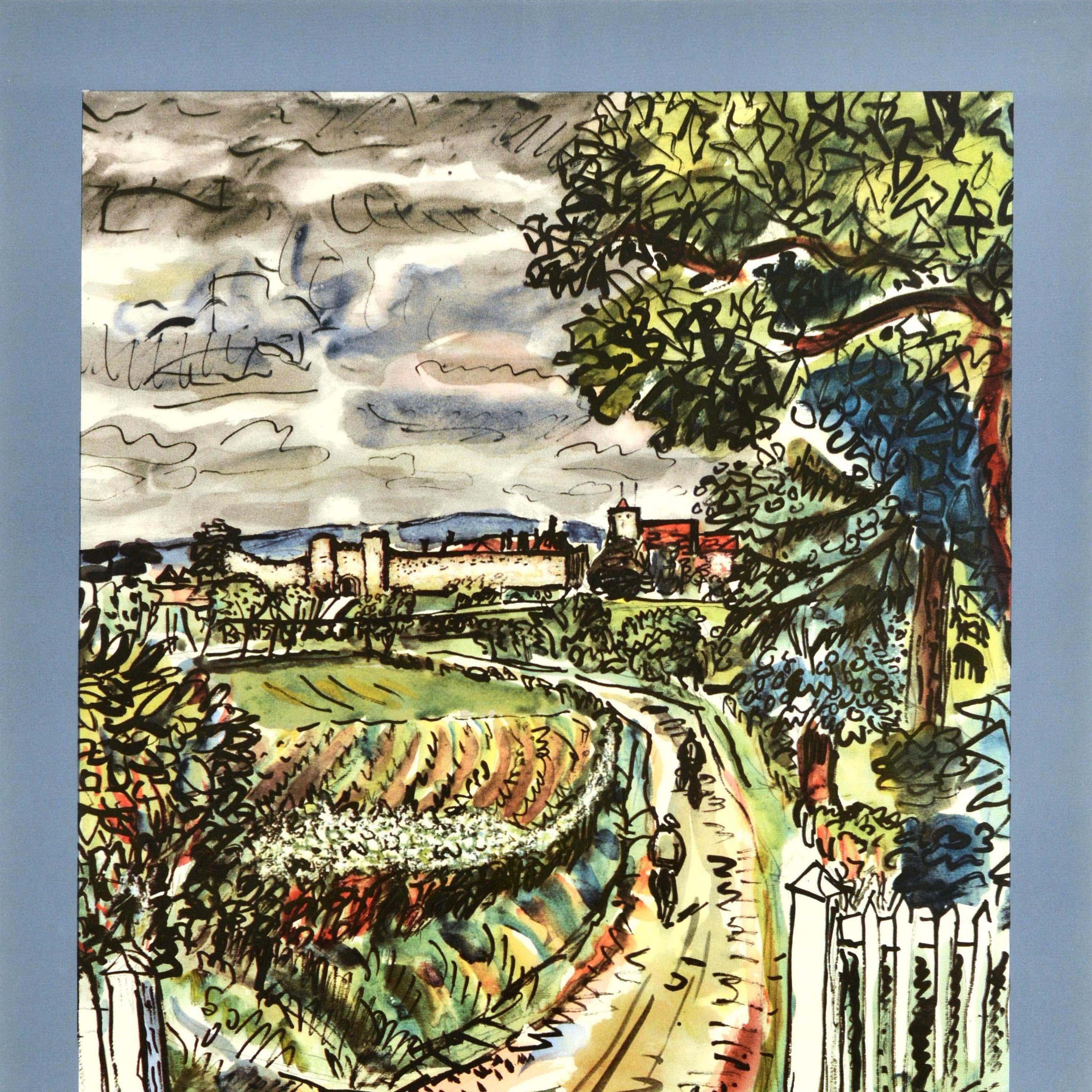 Original Vintage Post Office-Werbeplakat Amberley Castle Arundel Sussex, Arundel, Sussex (Grau), Print, von Unknown