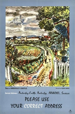 Original Vintage Post Office Advertising Poster Amberley Castle Arundel Sussex