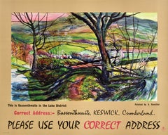 Original Vintage Post Office Advertising Poster Bassenthwaite Keswick Cumberland