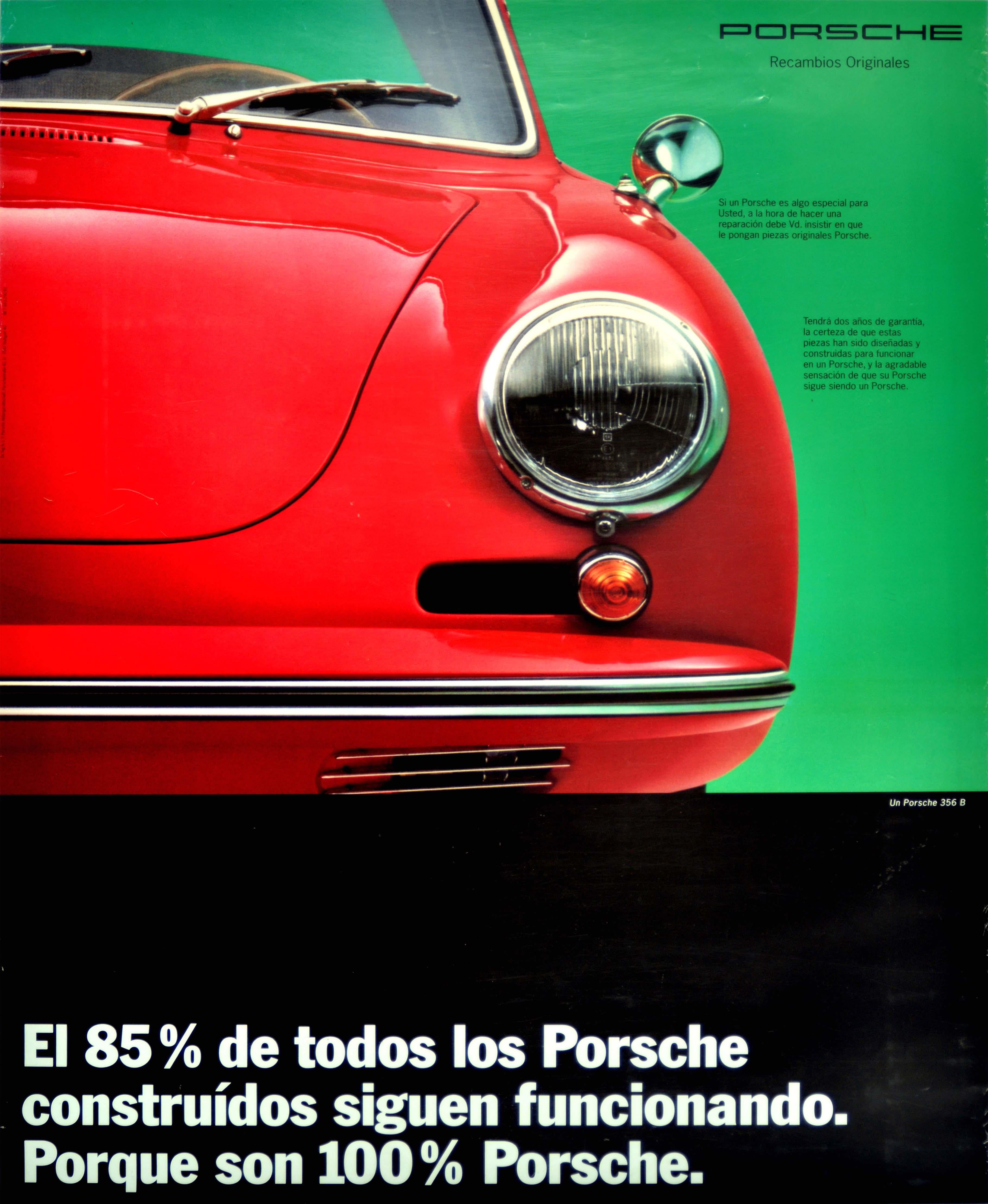 Unknown Print - Original Vintage Poster 100% Porsche 356 B Classic Sports Car Advertising Design