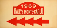 Original Retro Poster 1969 Rallye Monte Carlo Rally Racing Motor Sport Monaco