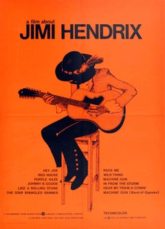 Original Vintage Poster A Film About Jimi Hendrix Guitar Music Festival Concerts