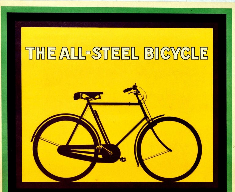 Original Vintage Poster All Steel Bicycle Raleigh Design Bike Advertising Art - Print by Unknown