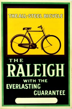 Original Vintage Poster All Steel Bicycle Raleigh Design Bike Advertising Art