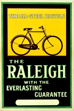 Original Vintage-Poster, „All Steel“, Fahrrad, Raleigh Design, Fahrrad, Werbung, Kunst