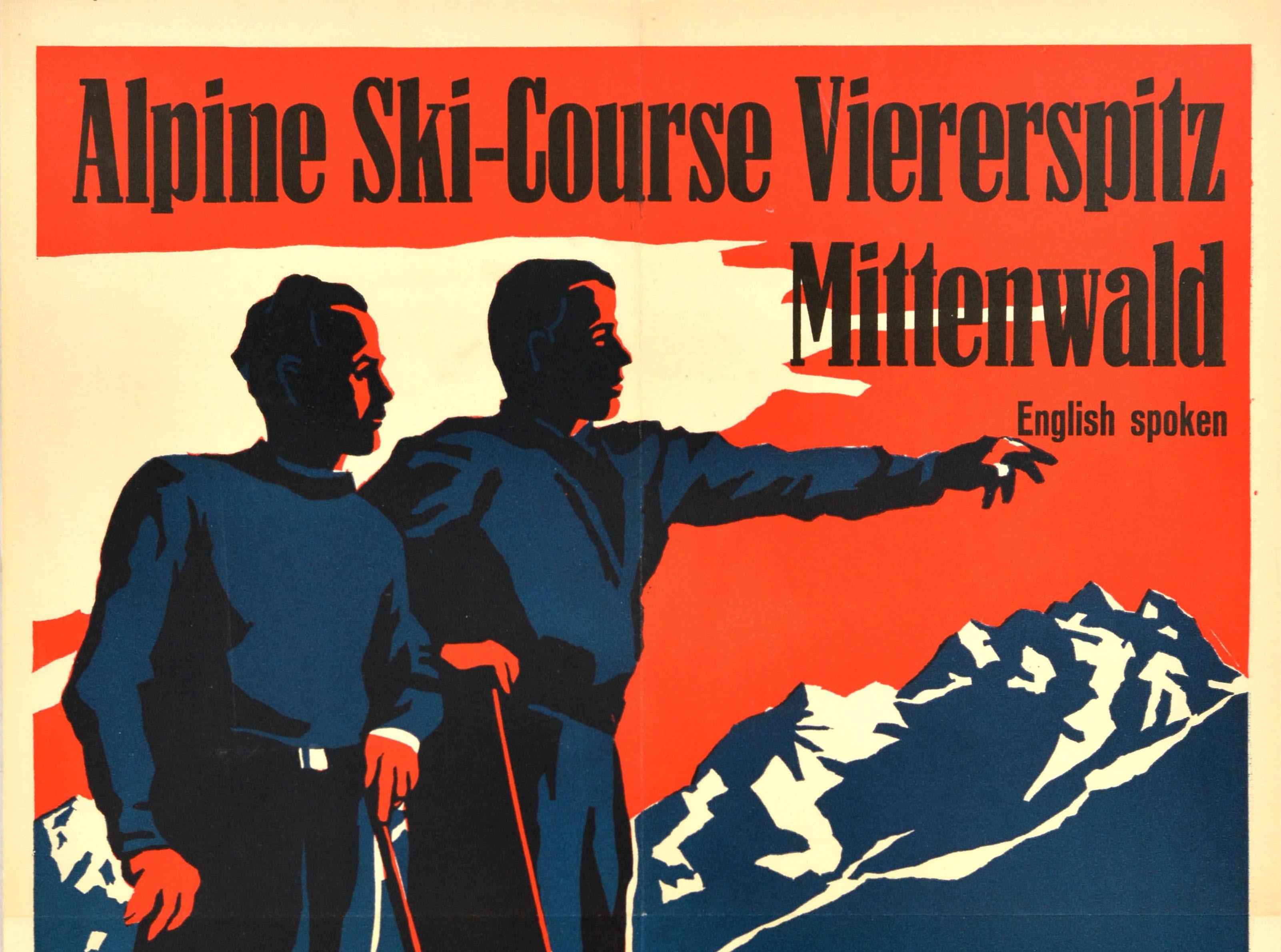 Original Vintage Poster Alpine Ski Course Viererspitz Mittenwald Bavaria Alps - Print by Unknown