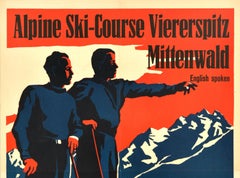 Original Vintage Poster Alpine Ski Course Viererspitz Mittenwald Bavaria Alps