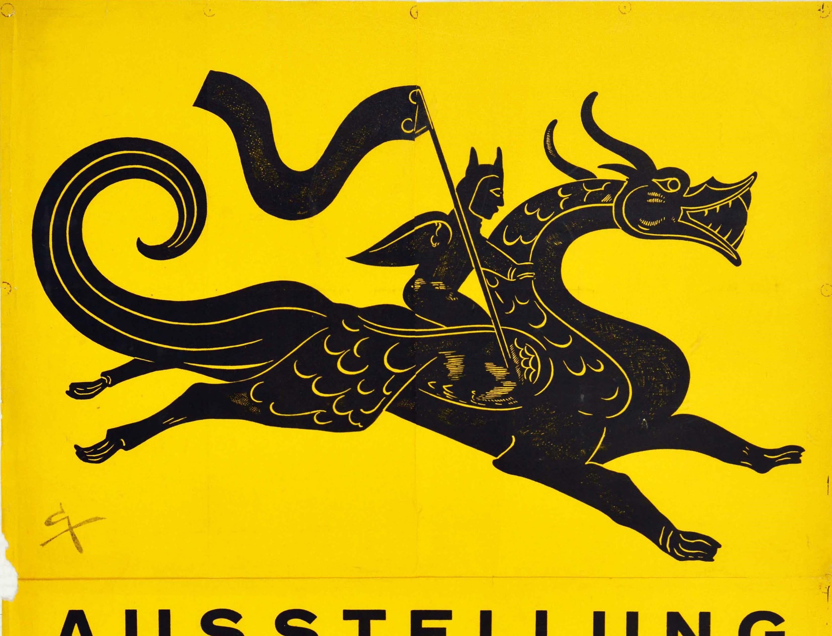 Original Vintage Poster Asian Art Exhibition Asiatische Kunst Koln Dragon Design - Print by Unknown