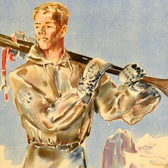 Original Vintage Poster Austrian Alpine Club Osterreichischer Alpenverein Skiing