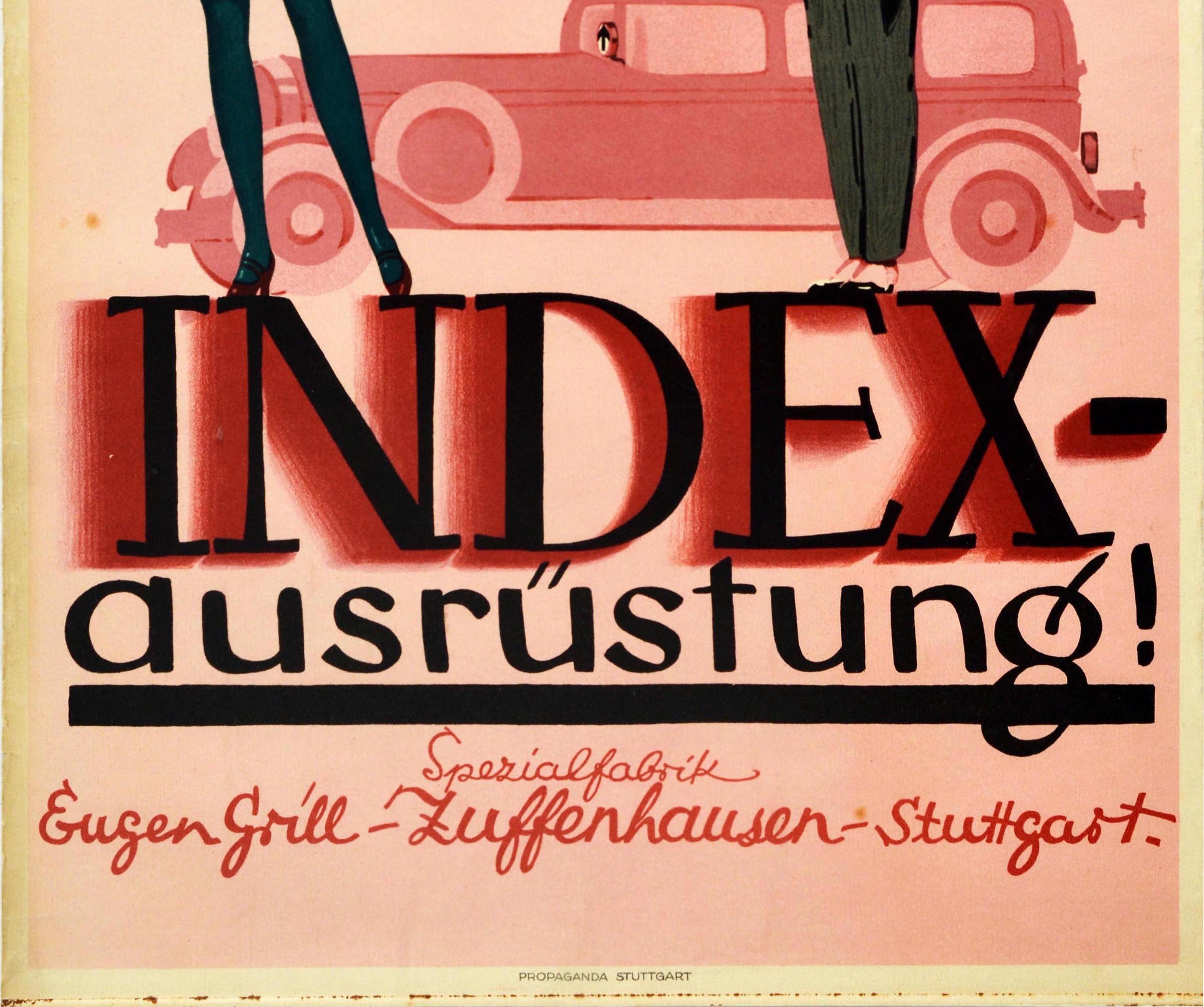 Original Vintage Poster Automobile Teile Index Ausrustung Stuttgart Klassischer Auto  (Art déco), Print, von Unknown