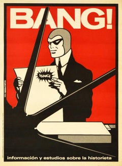 Original Retro Poster Bang Comic Art Studies Pop Art Superhero Comic Book Mask
