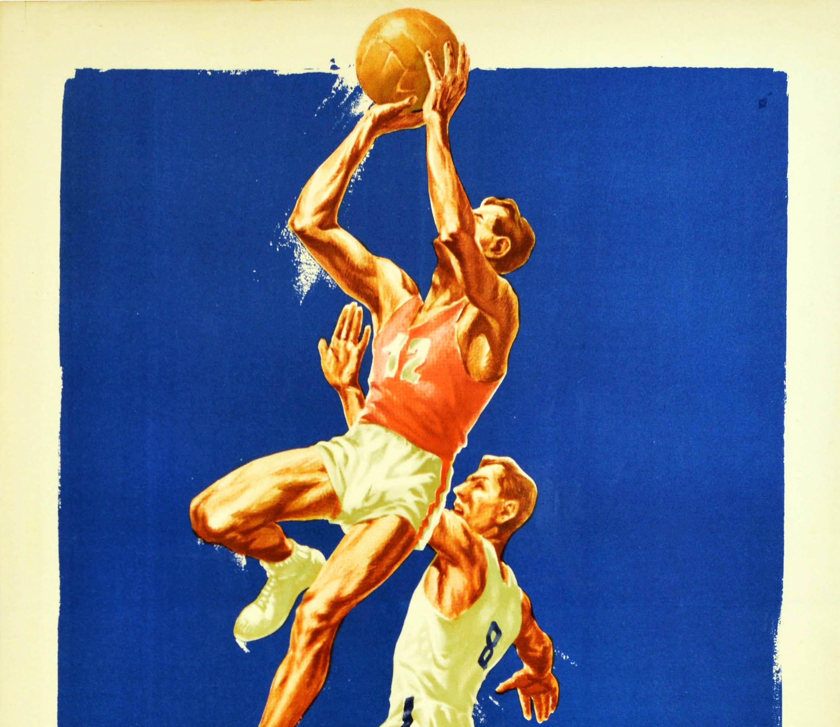 Original Vintage Poster Basketball Kosarlabda Hungary Sport Ball Game Artwork - Print by Unknown