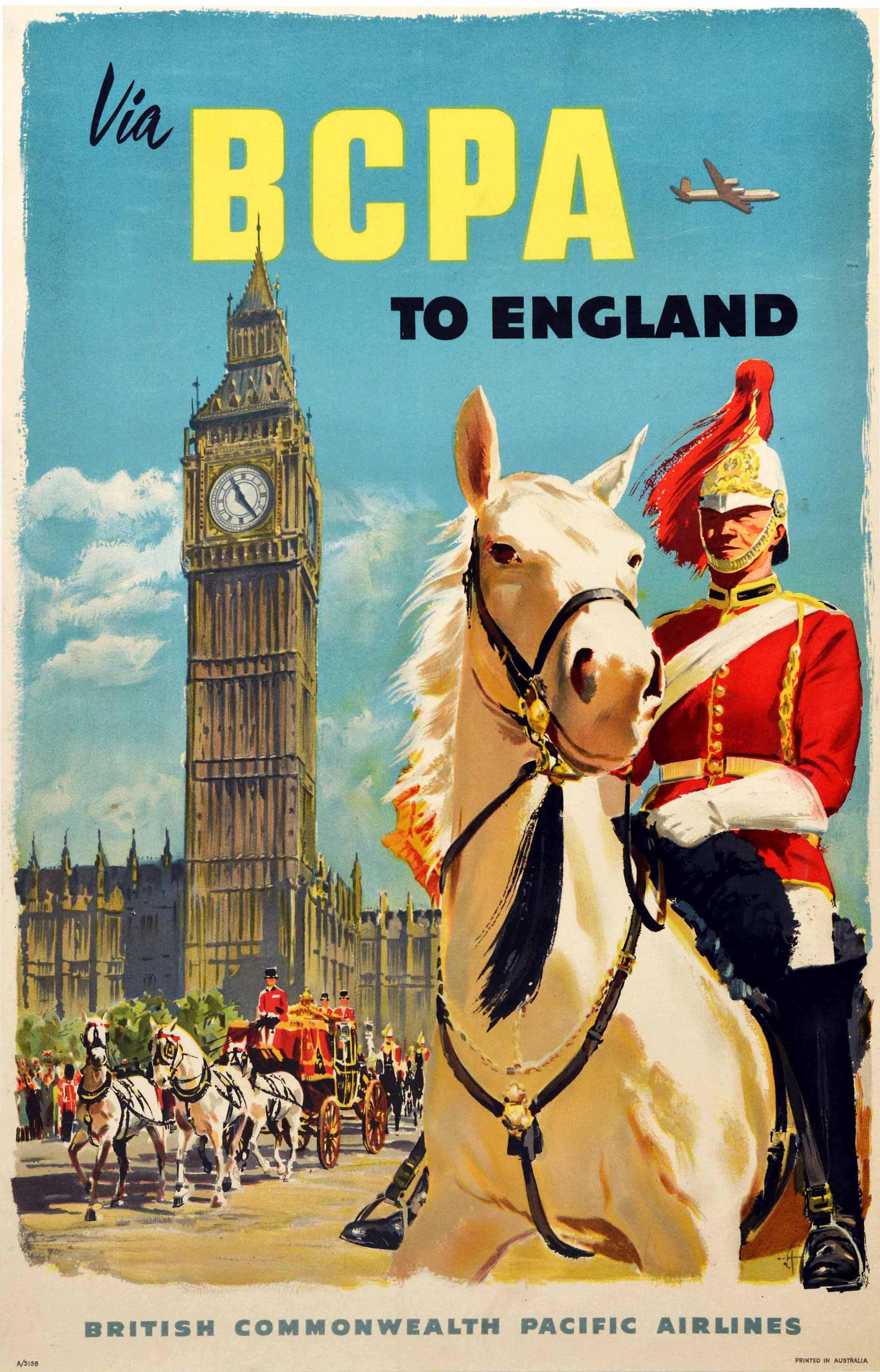 Unknown Print - Original Vintage Poster BCPA England London British Commonwealth Pacific Travel
