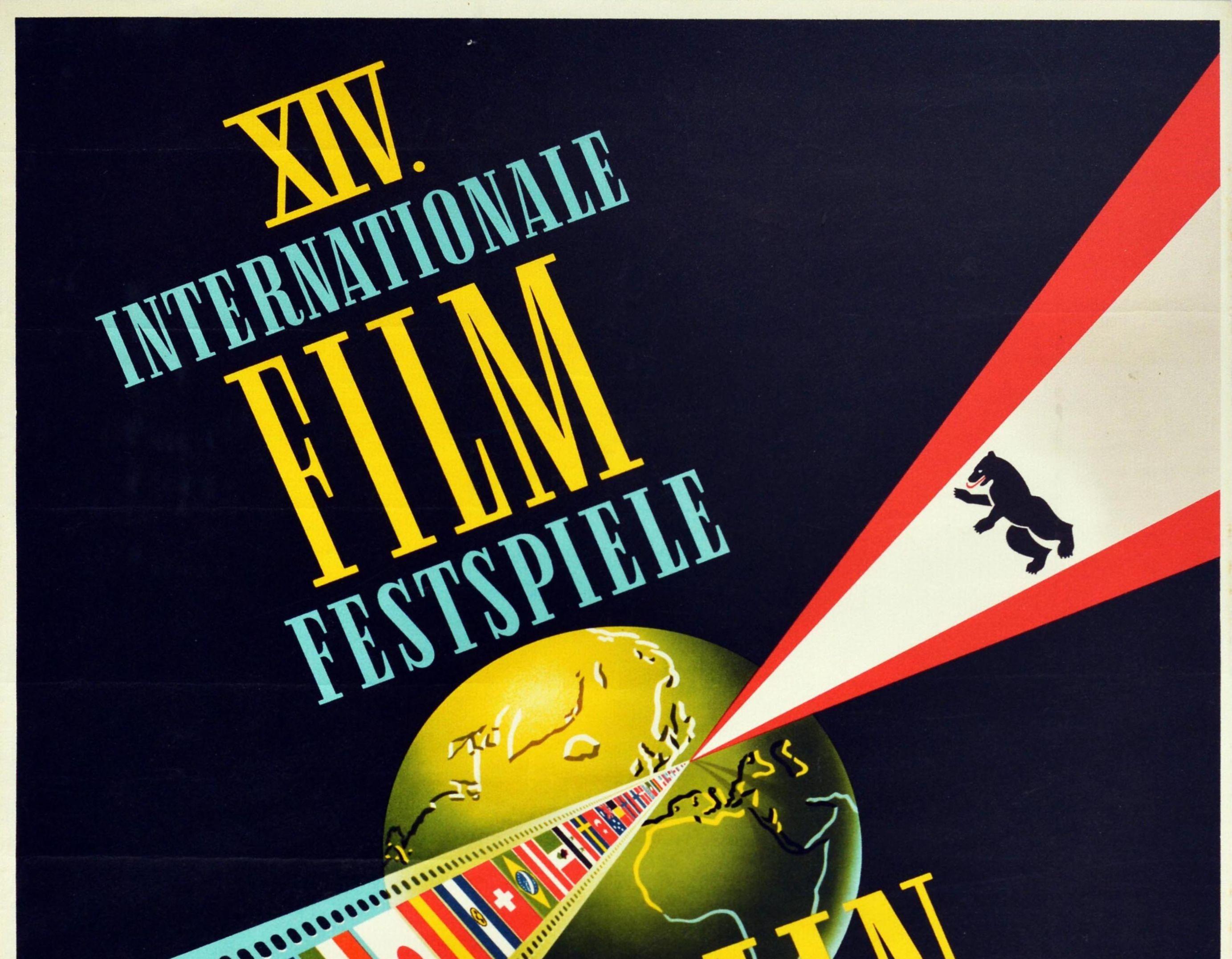 Original Vintage Poster Berlin International Film Festival 1964 Bear World Flags - Print by Unknown
