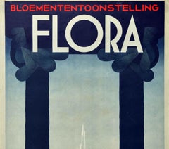 Original Vintage Poster Bloemen Flora Blumenfestival Ausstellung Pflanzen Haarlem