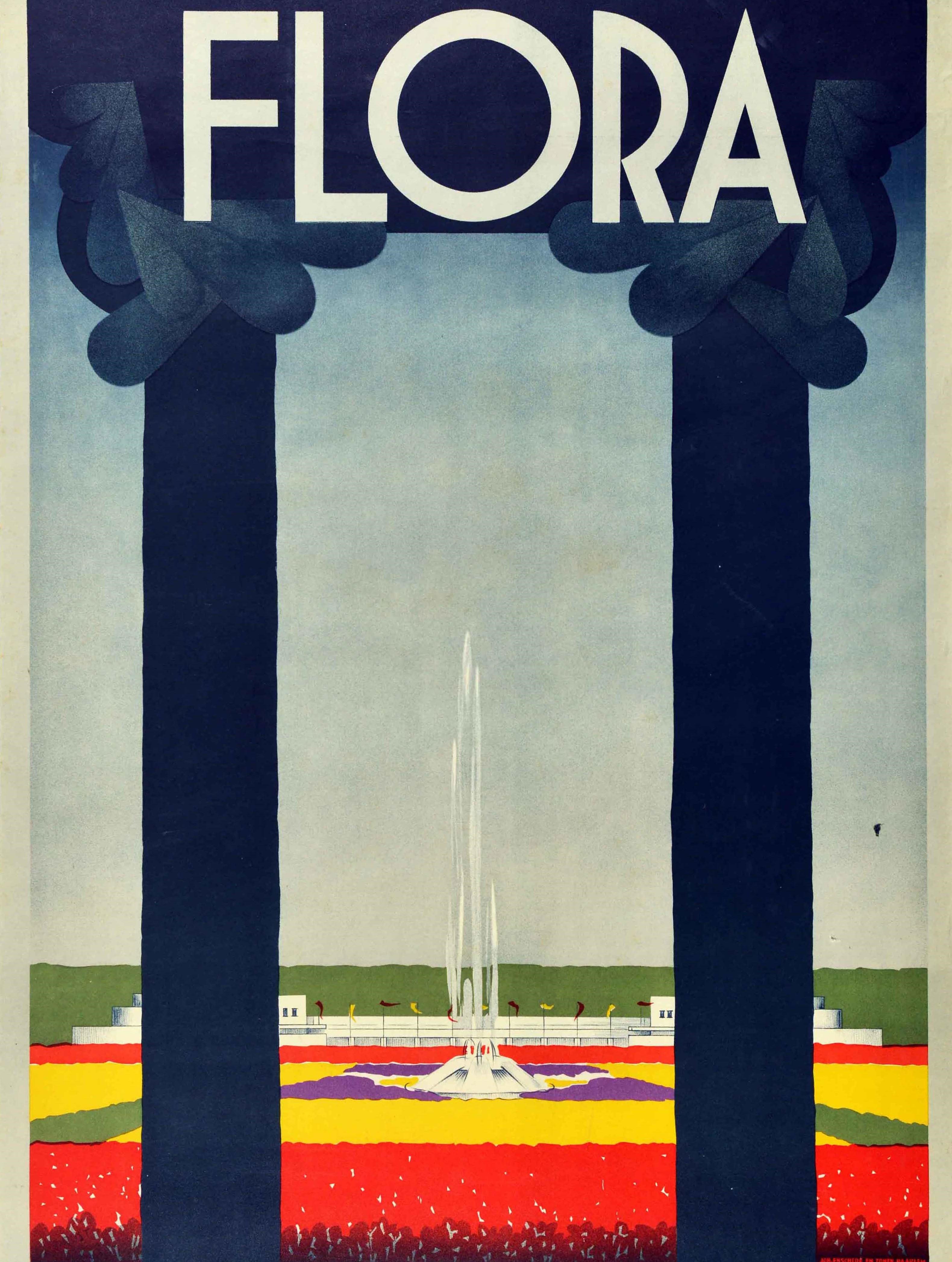 Original Vintage-Poster, Bloemen Flora Flower Festival, Ausstellung, Blumen, Haarlem (Beige), Print, von Unknown