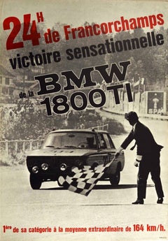 Original Vintage Poster BMW 1800TI 24h De Spa Francorchamps Victory Auto Racing