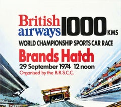 Original Vintage Poster Brands Hatch 1000kms World Championship Sports Car Race