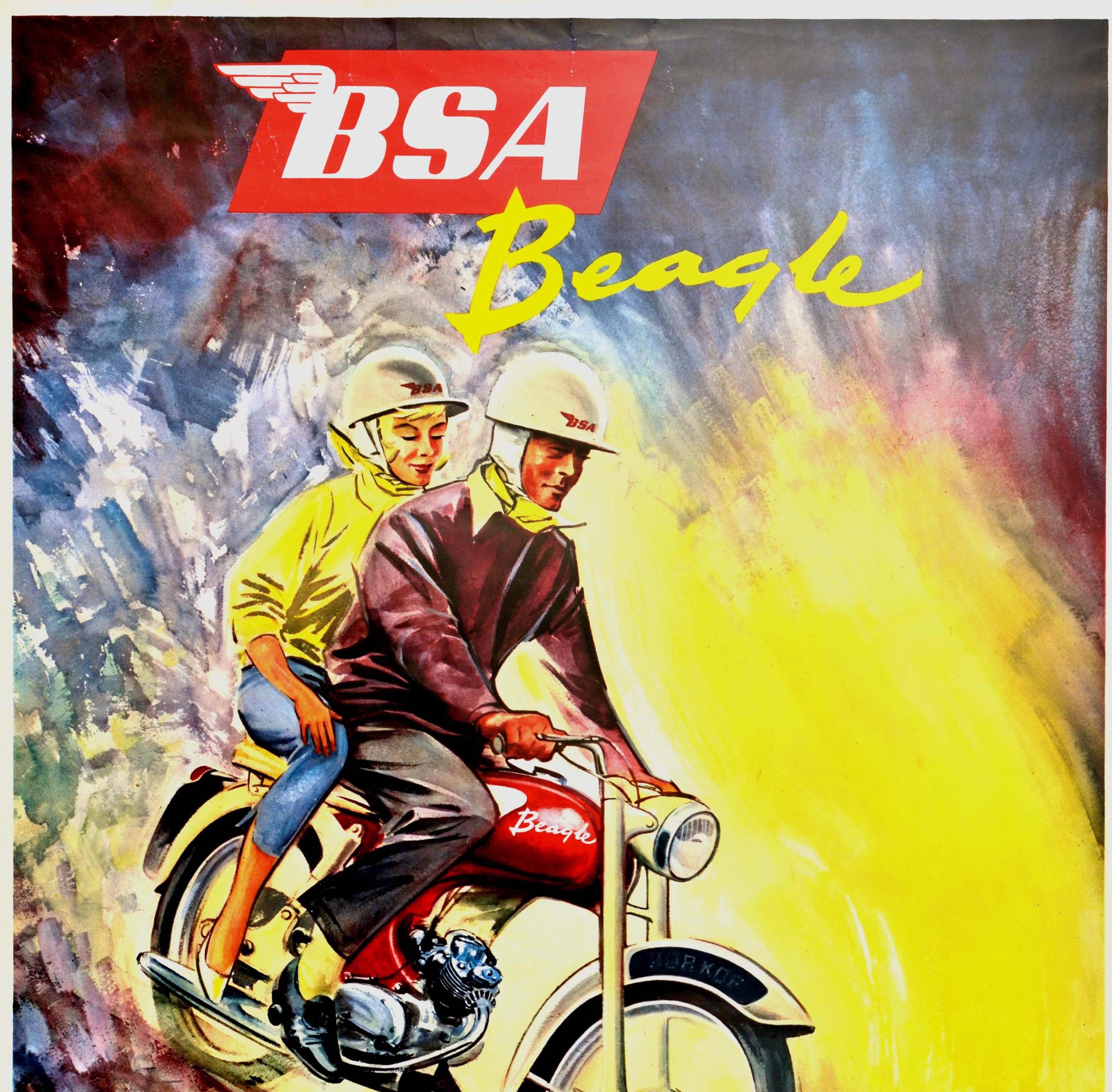 Original Vintage Poster BSA Beagle Motorcycle Art Ultra Lightweight 75cc Engine - Print by Unknown