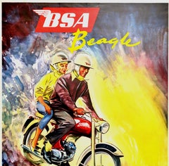 Original Vintage Poster BSA Beagle Motorcycle Art Ultra Lightweight 75cc Engine