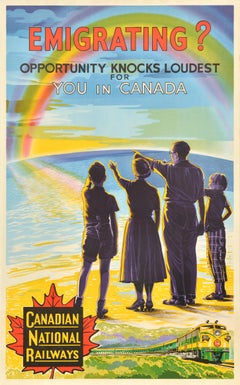 Original Vintage Poster Canadian National Railways CNR Emigrating Opportunity