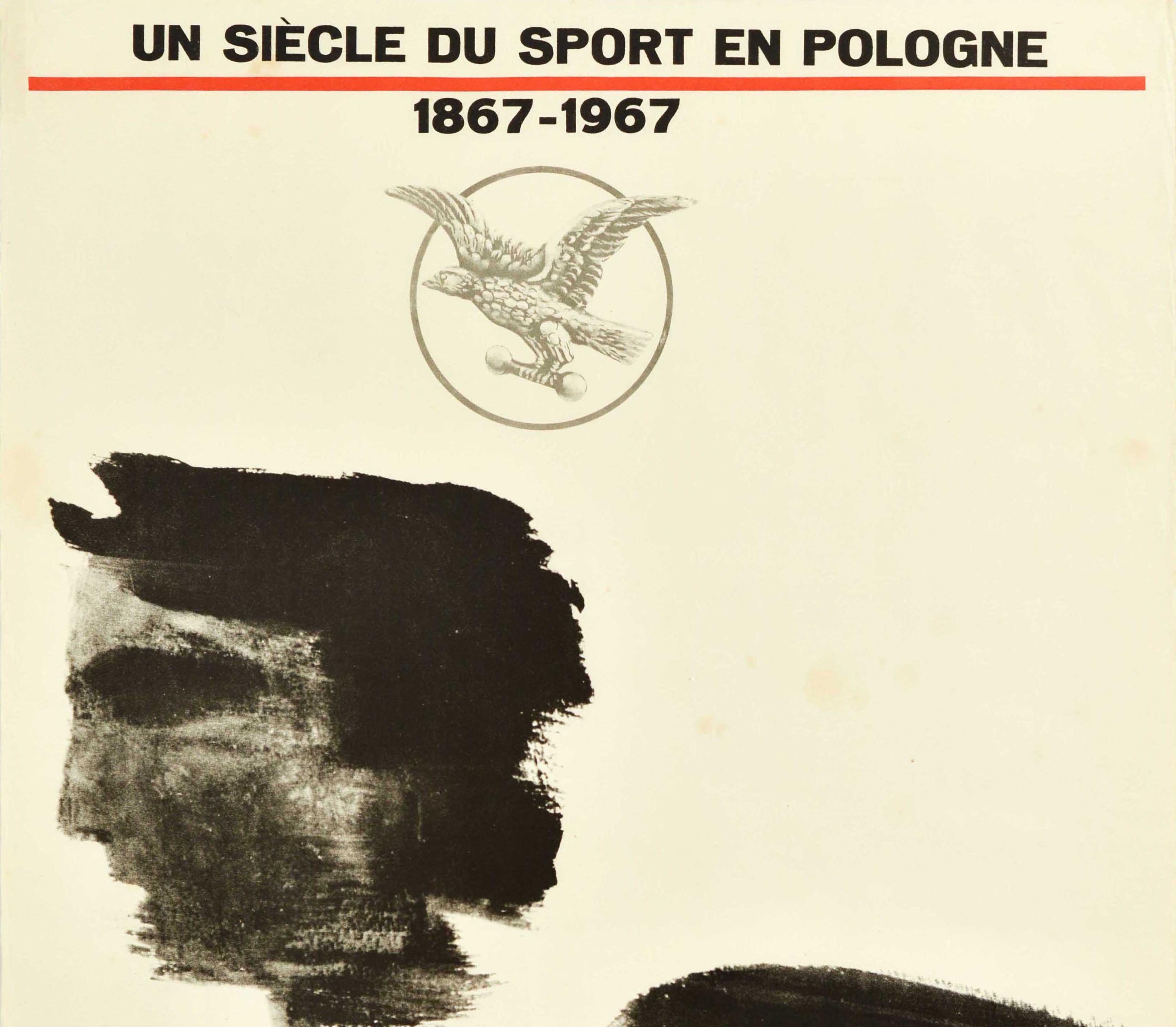 Original Vintage Poster Century Of Sport Poland Athlete Eagle Treutler Pologne - White Print by Unknown