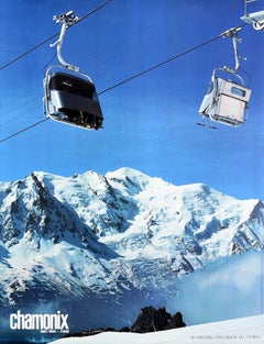 Original Vintage-Poster, Chamonix Mont Blanc, Frankreich, Index, Wintersport, Ski Resort