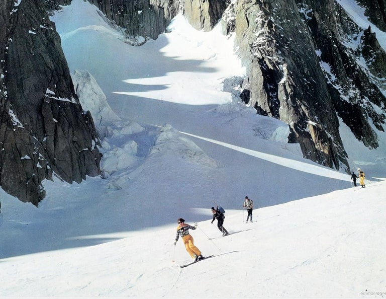 Original Vintage Poster Chamonix Mont Blanc France Skiing Winter Sport Travel - Purple Print by Unknown