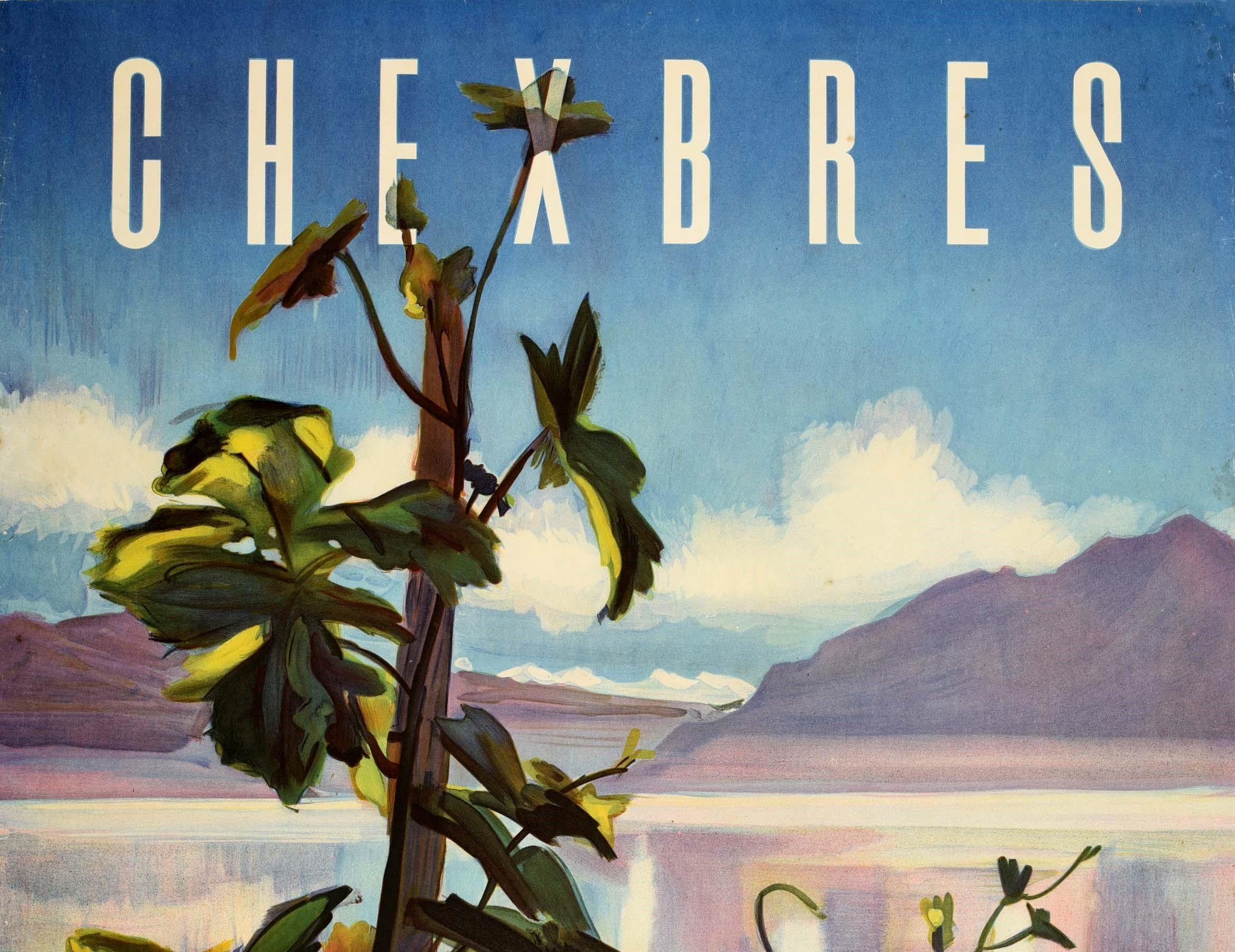 Original Vintage Poster Chexbres Le Balcon Du Leman Suisse See Geneva Vineyard – Print von Unknown