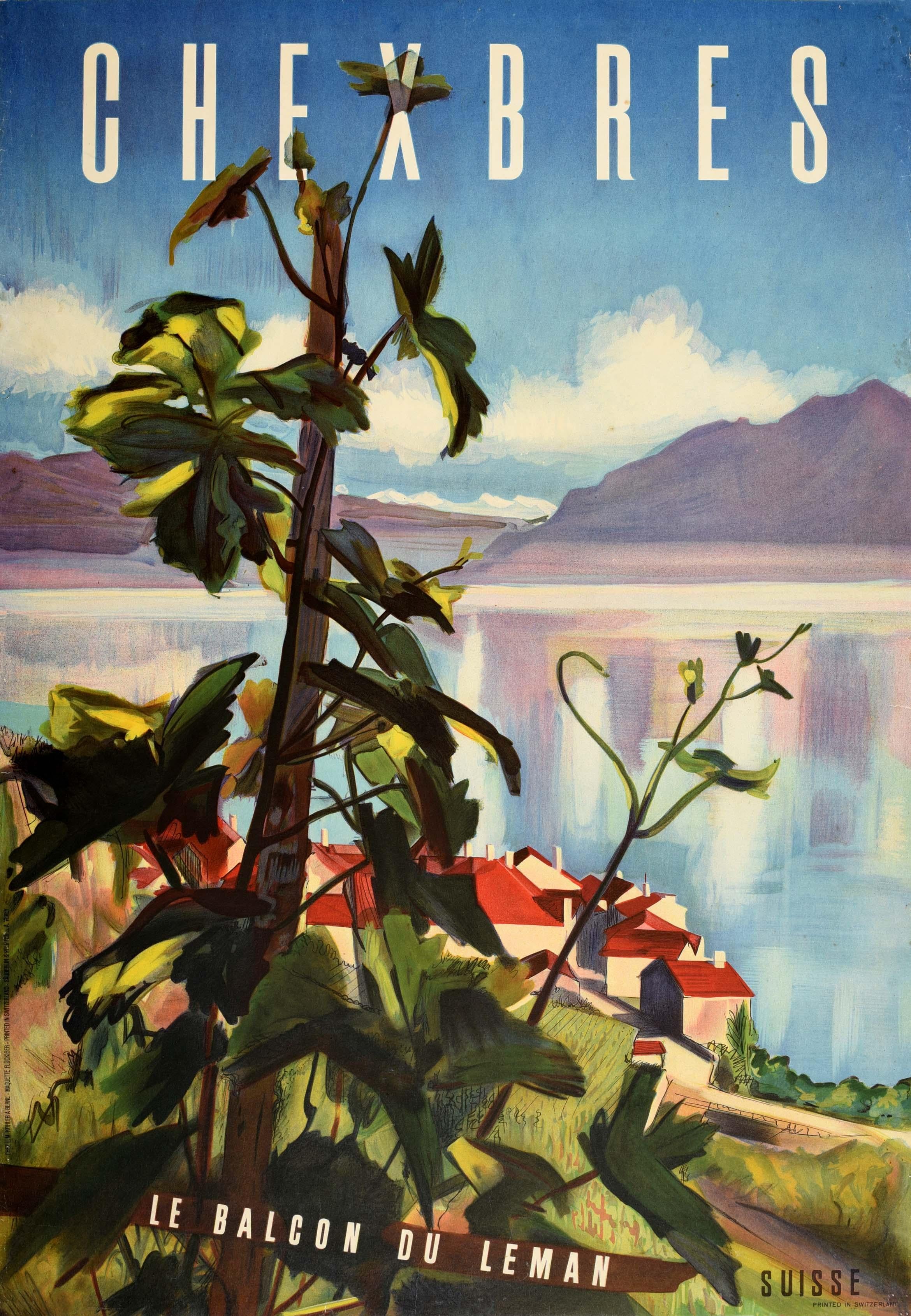 Unknown Print – Original Vintage Poster Chexbres Le Balcon Du Leman Suisse See Geneva Vineyard