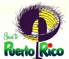 Cartel Vintage Original: "Ven a Puerto Rico, U.S.A. Caribbean Playground
