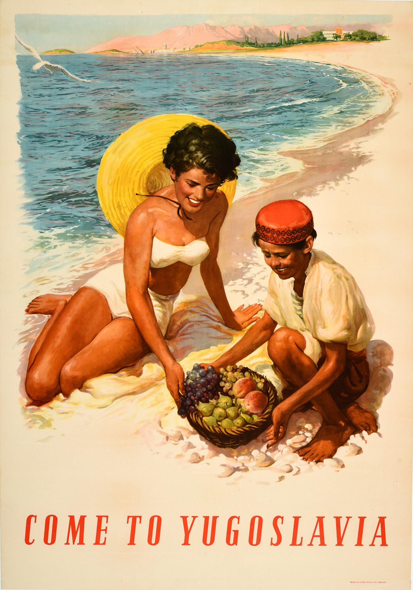 Unknown Print - Original Vintage Poster Come To Yugoslavia Adriatic Coast Sea Summer Travel Art