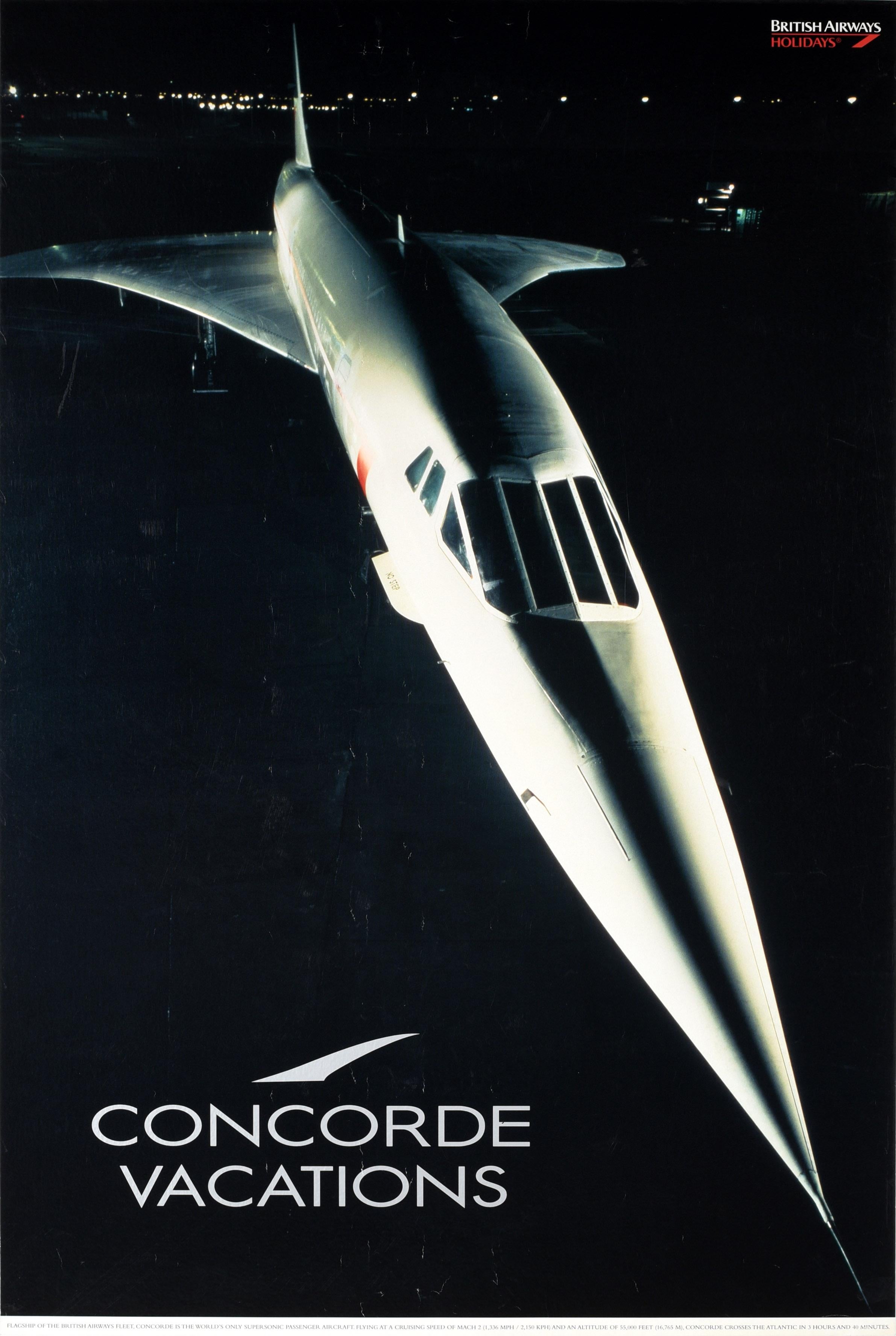 Unknown Print - Original Vintage Poster Concorde Vacations British Airways Plane Holiday Travel