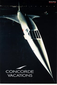 Original Vintage Poster Concorde Vacations British Airways Plane Holiday Travel