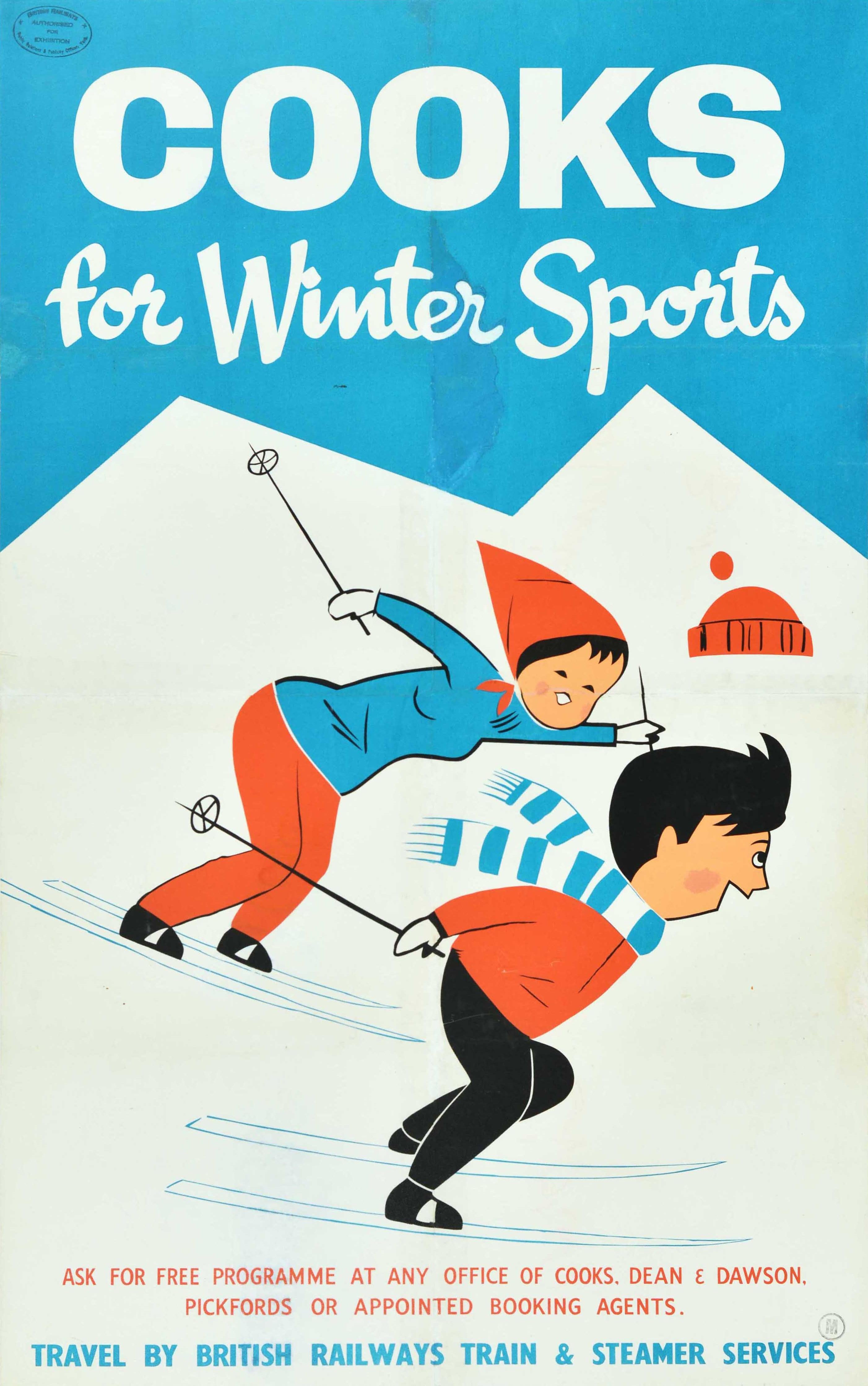 Unknown Print - Original Vintage Poster Cooks For Winter Sports Skiing British Railways Travel