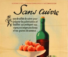 Original Vintage Poster Copper Metal Tax Collection Food Drink Wine Agriculture