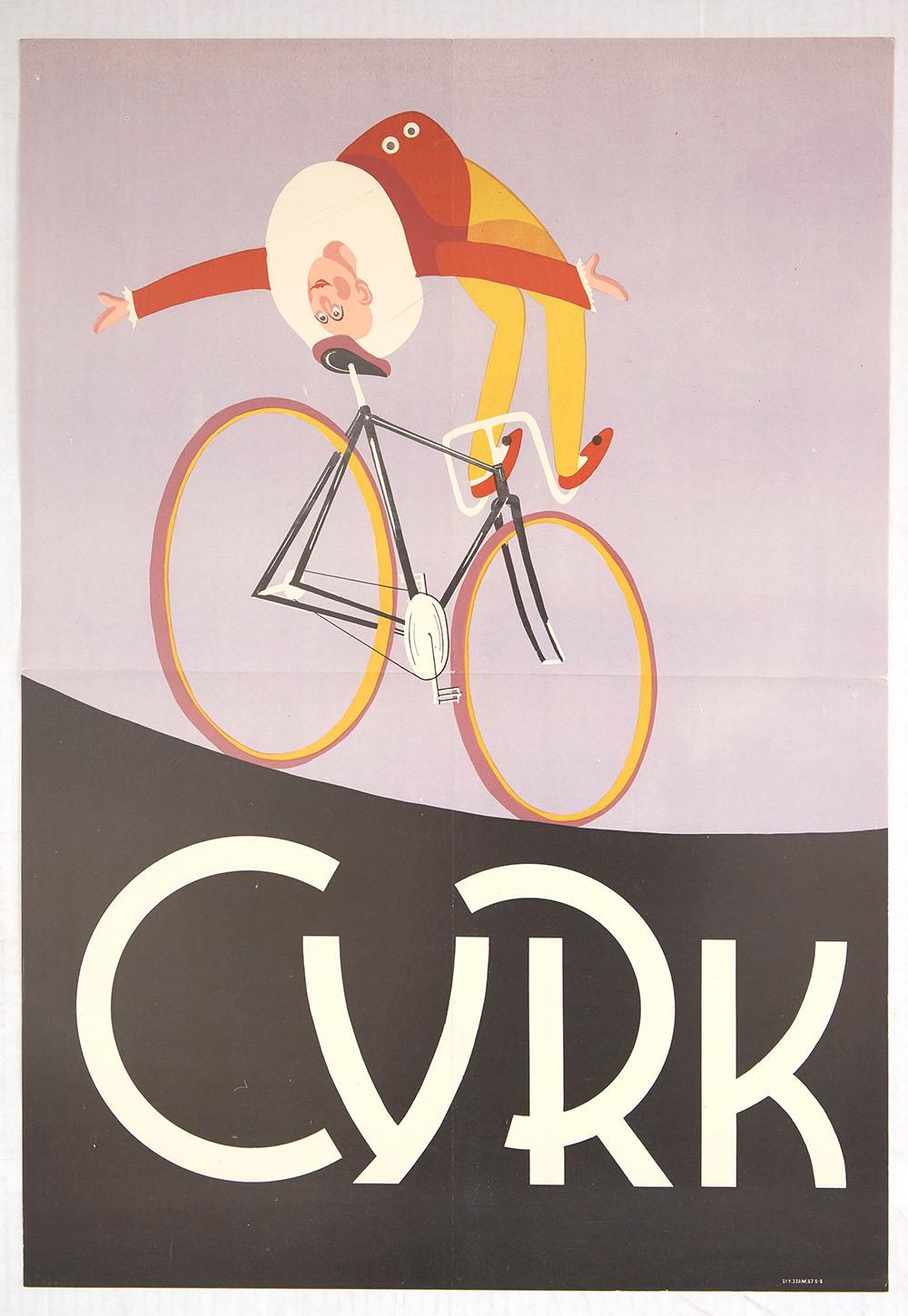 Unknown Print - Original Vintage Poster Cyrk Polish Circus Art Acrobat Clown Cyclist Bicycle Act